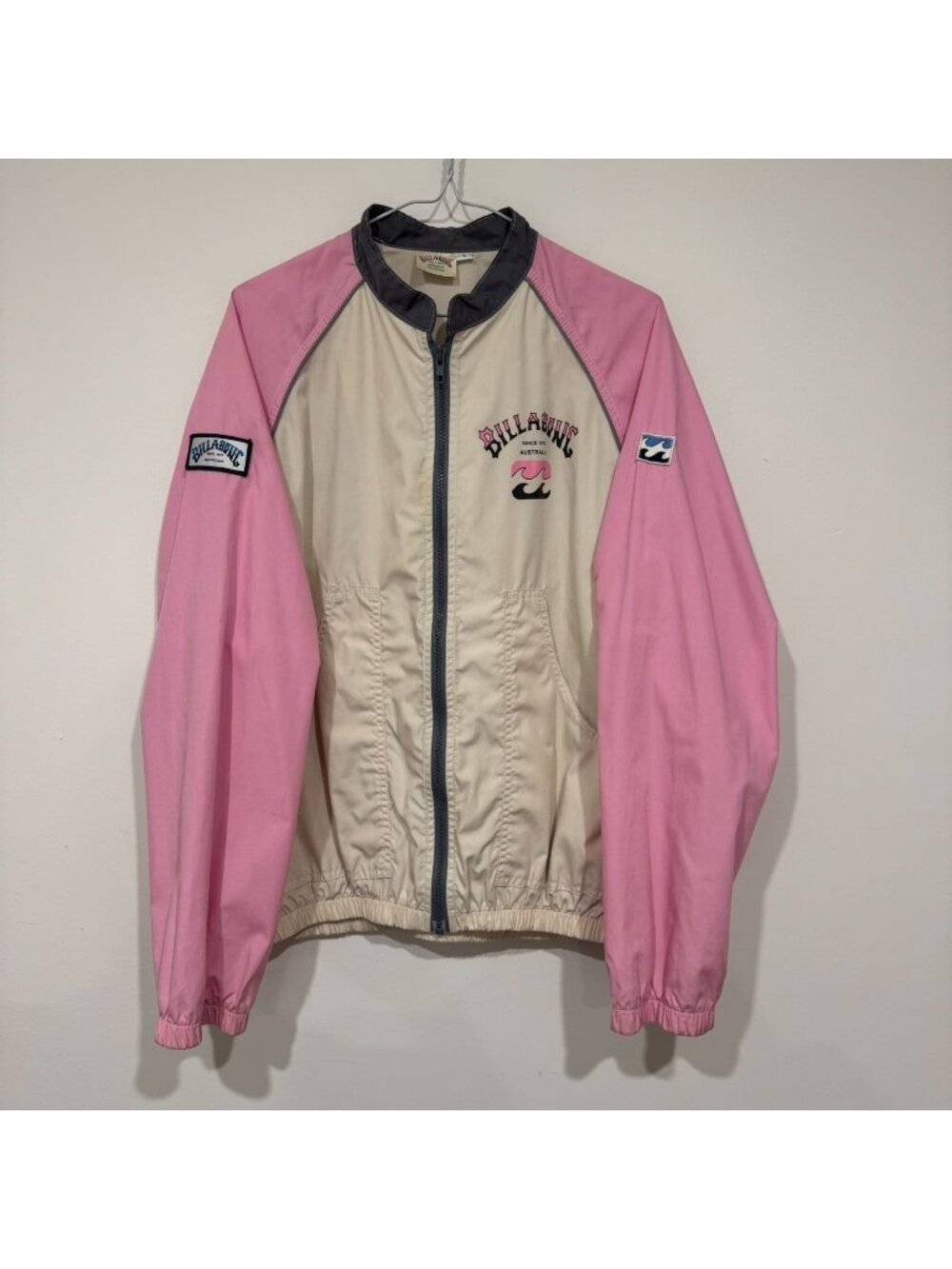 Vintage 1980s Billabong Australia Womens Full Zip Jacket Pink Cream Size L Flaws